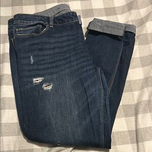 WHBM Dark Blue Sequin Distressed Jeans